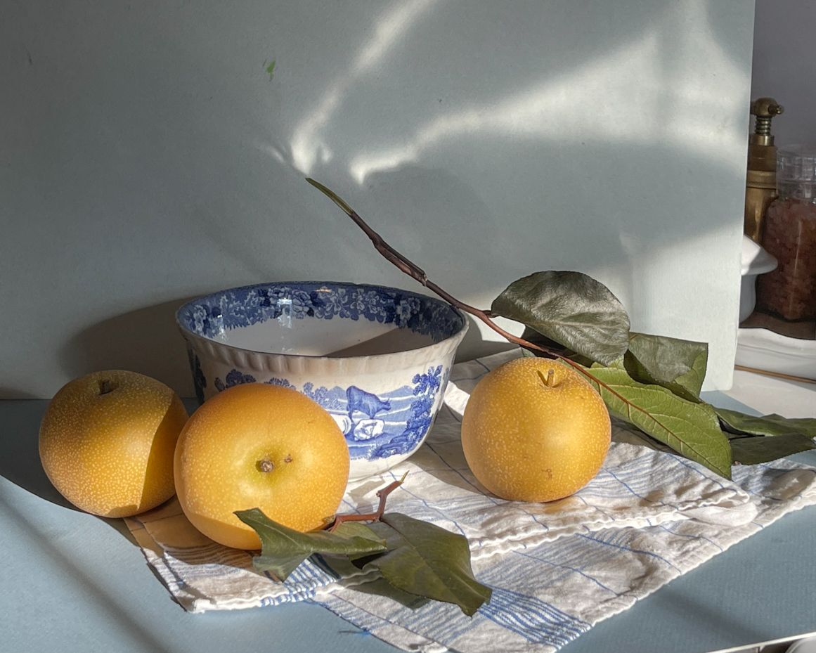 asian-pears-with-bowl-leaves-and-towel