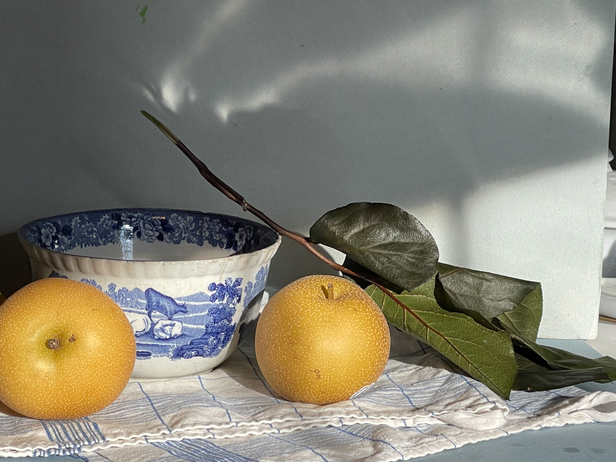 two-asian-pears-with-leaves