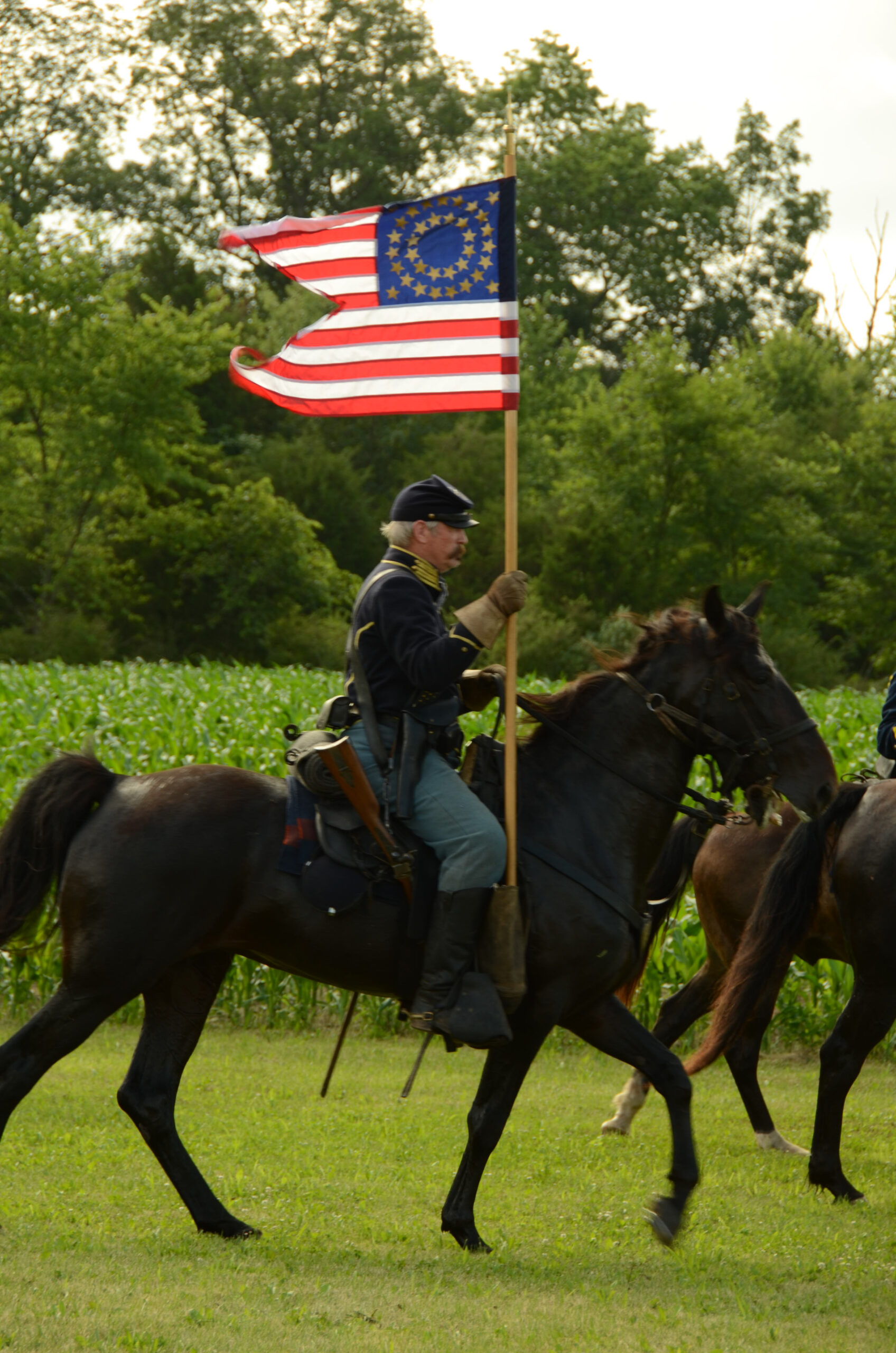 Civil War Union Soldier on Horseback with 34-Star Flag artist reference photo