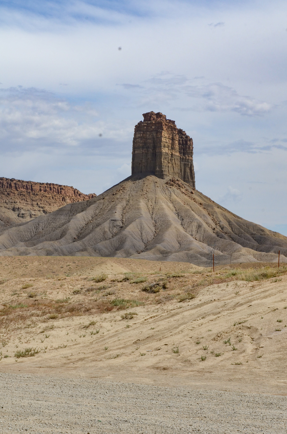 isolated-desert-butte-formation-with-blue-sky