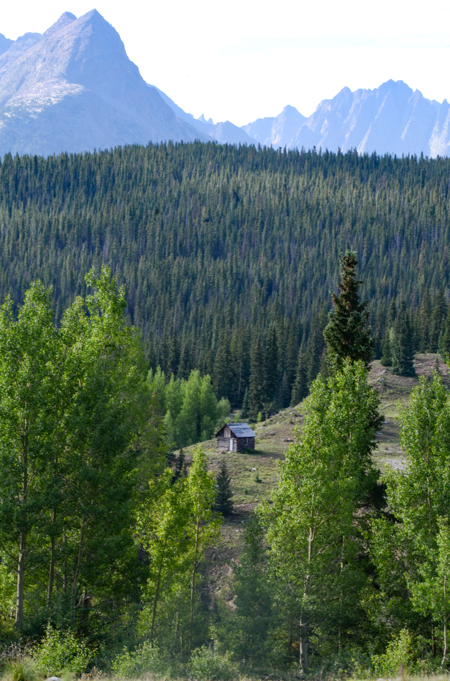 wooden-cabin-nestled-in-alpine-forest-with-towering-snow-capped-peaks-in-background