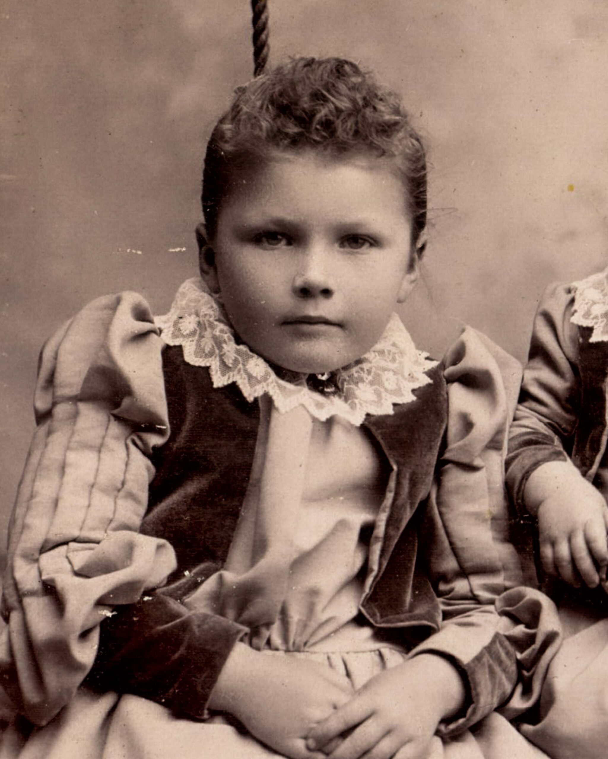 Antique Victorian Portrait of Young Girl in Lace Collar Dress 1890s Vintage Photography artist reference photo