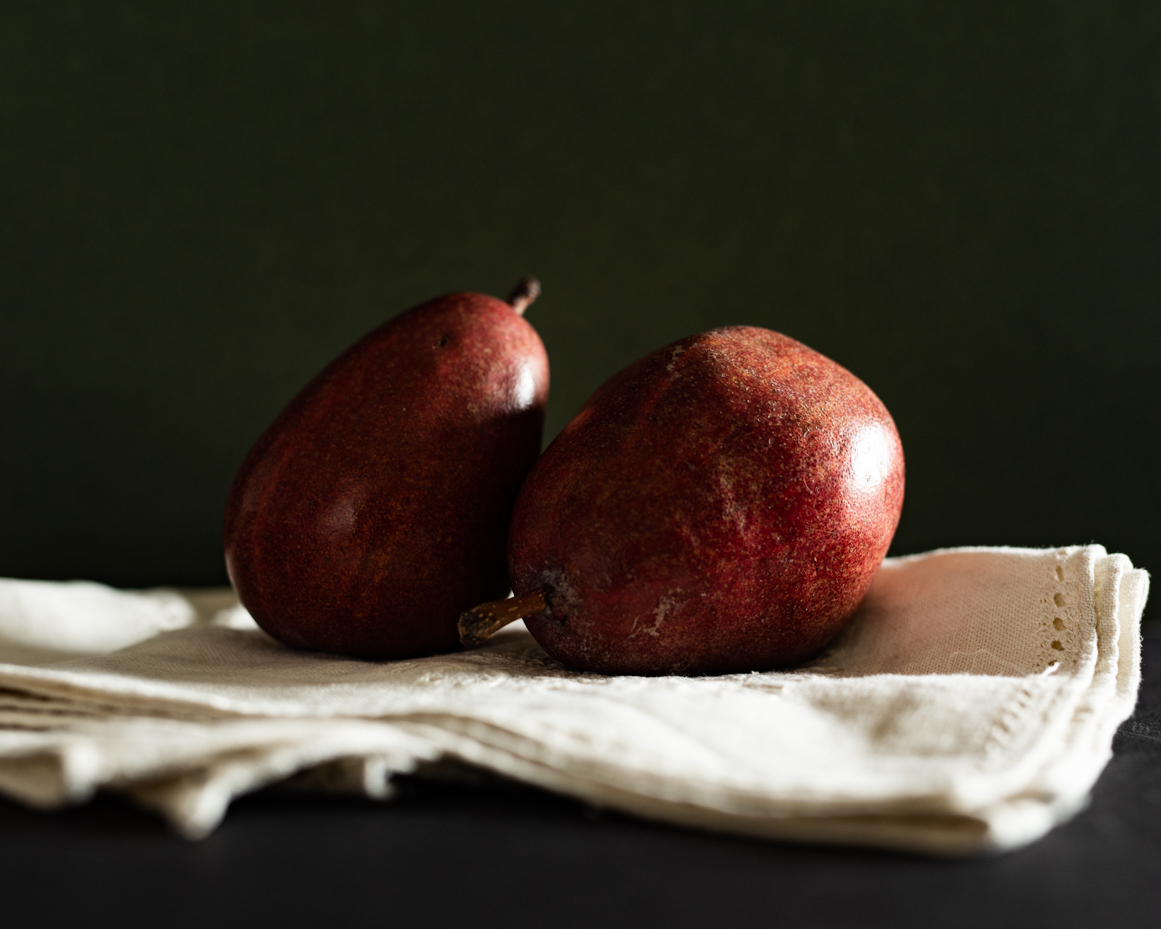 red-pears-on-cream-napkin-artist-reference-photo