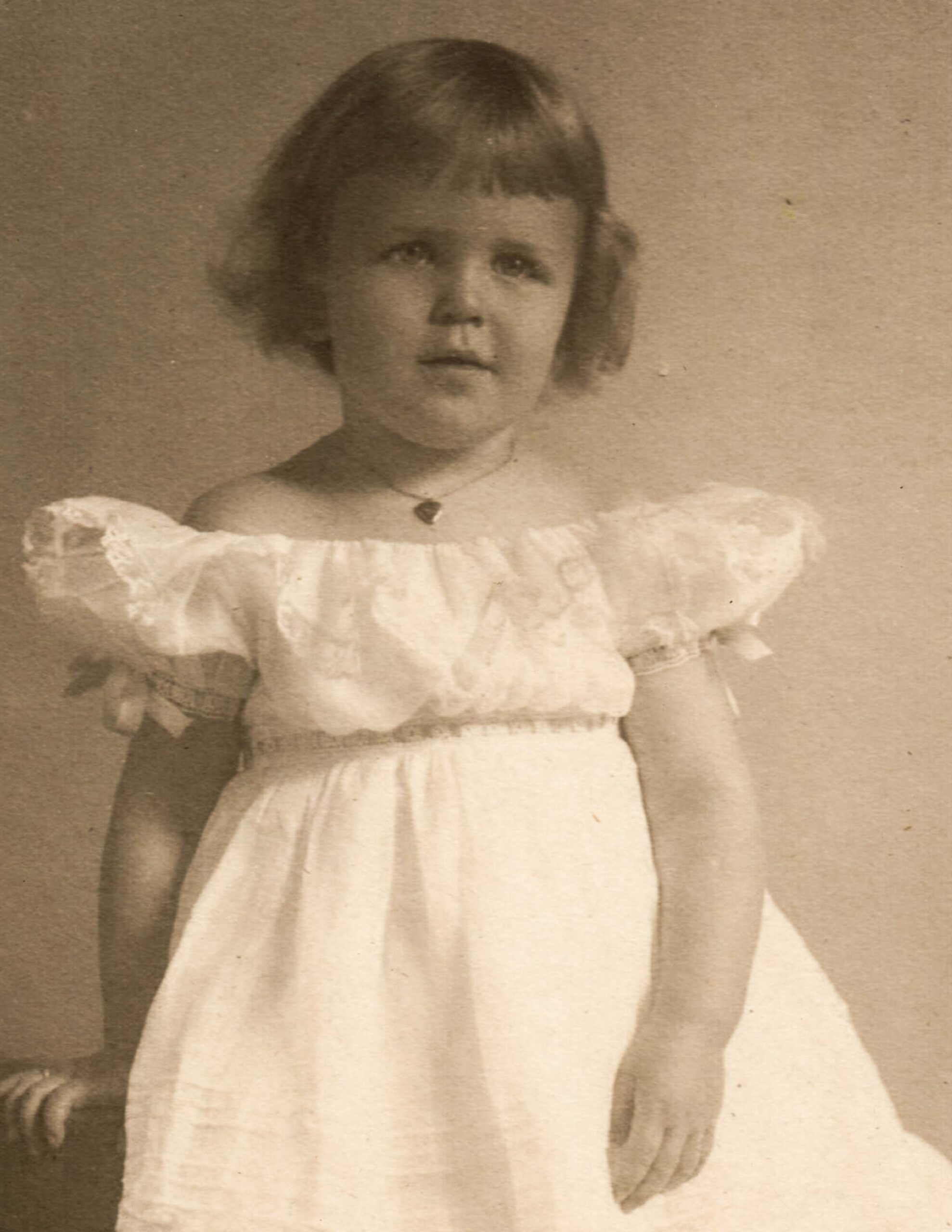 Vintage 1920s Portrait of Young Girl in White Dress Studio Photography artist reference photo