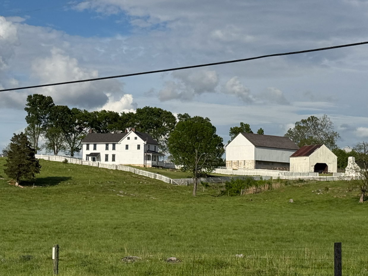 white-farmhouse-and-barns-on-rolling-green-pasture-under-a-blue-sky-artist-reference-photo