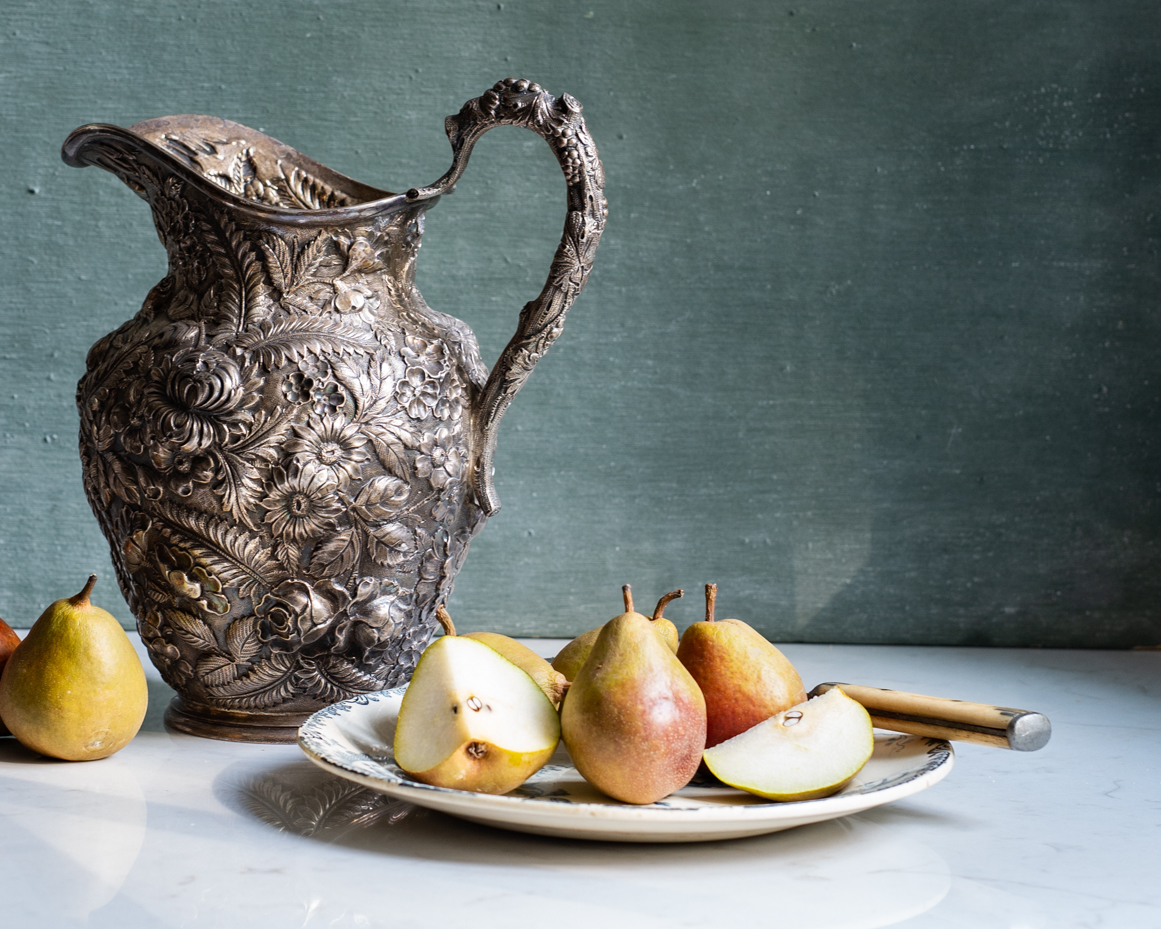 antique-floral-pitcher-with-fresh-pears-on-plate-artist-reference-photo