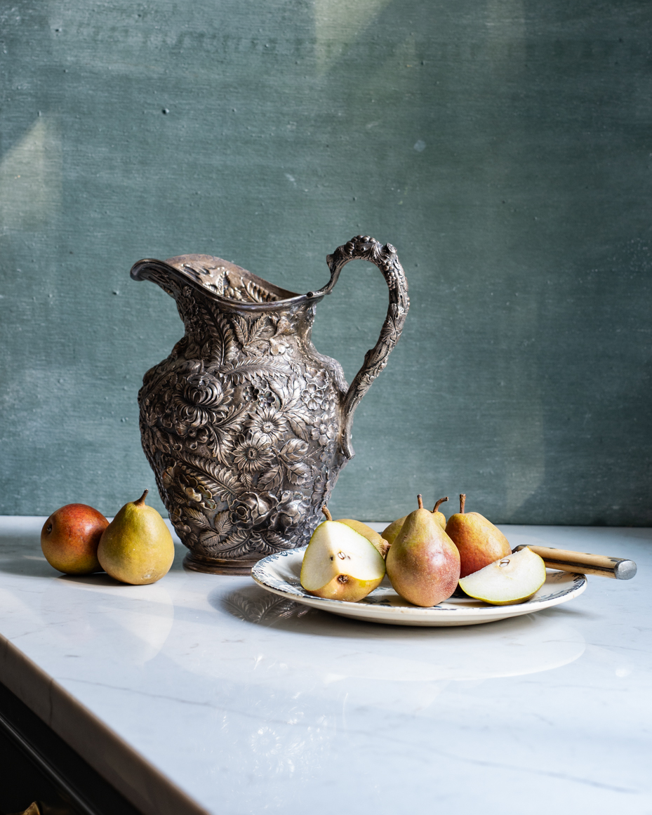 silver-embossed-pitcher-with-pears-and-carving-knife-artist-reference-photo