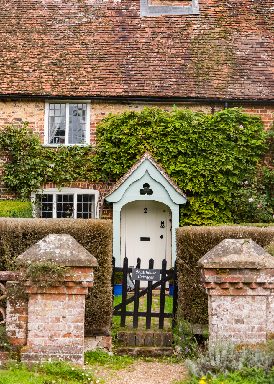English countryside cottage with teal arched doorway artist reference photo