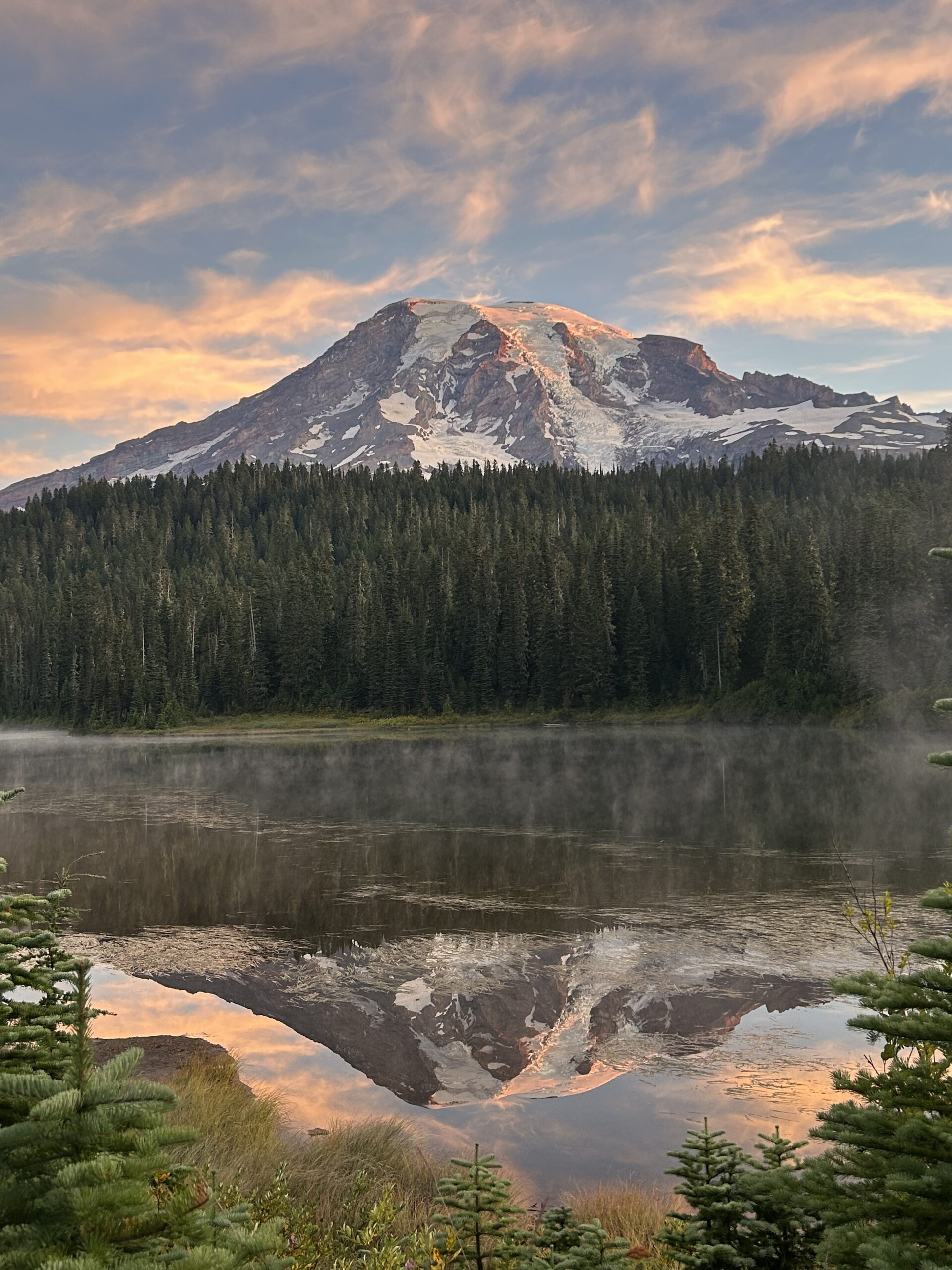 Mount Rainier Sunrise Reflection on Mountain Lake – artist reference photo