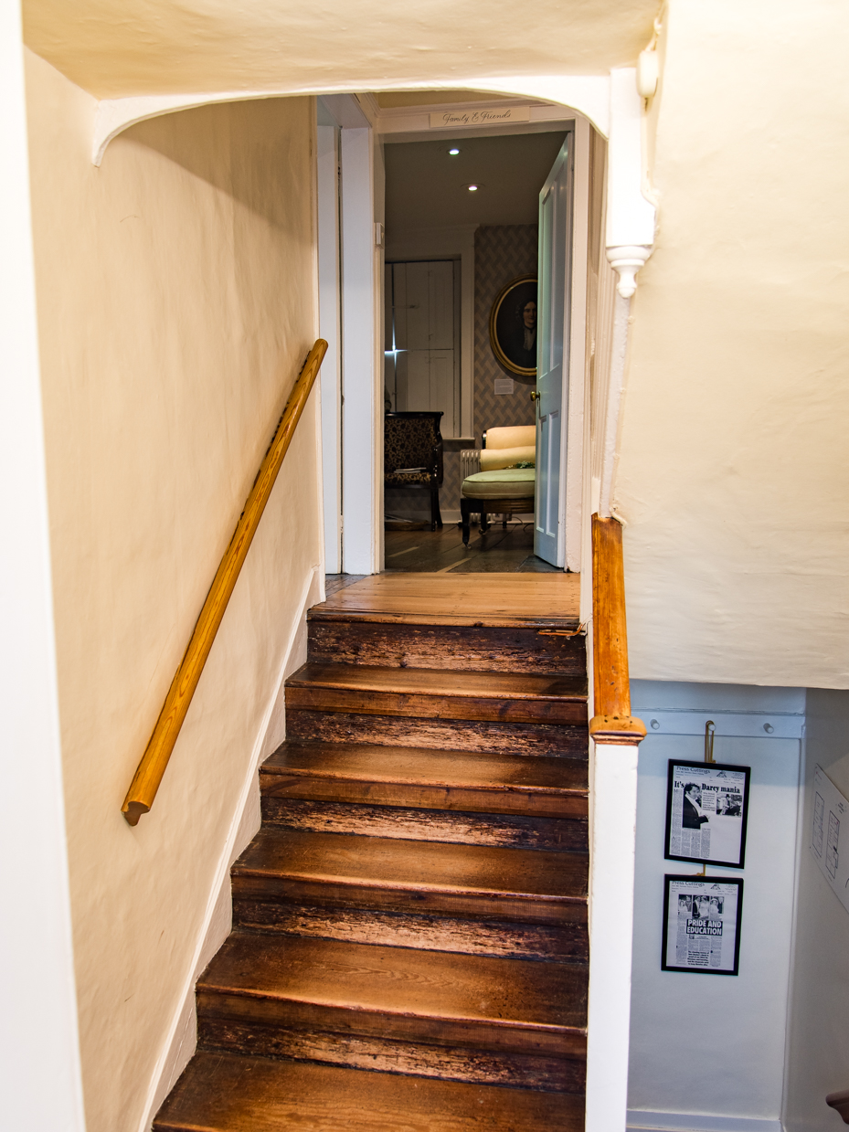 Narrow Wooden Staircase in Historic Cottage Interior artist reference photo