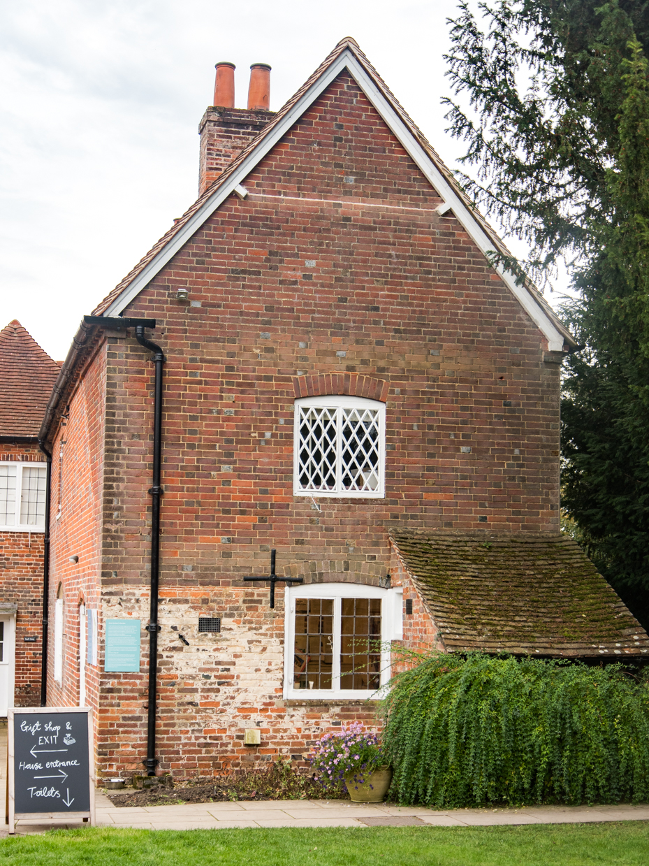 Traditional Brick House Gable with Diamond Lattice Window artist reference photo